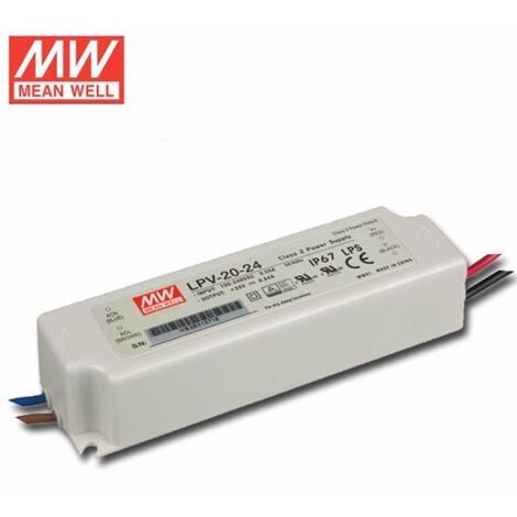 MEAN WELL Alimentatore a LED, 20 W, 24 V, 0,84 A MeanWell, LPV-20-24 alimentatore di commutazione