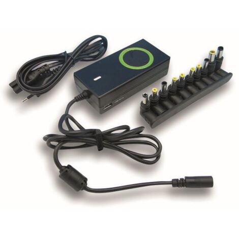 Alimentatore Universale AC Techly da 70W per Notebook e Monitor LCD con Porta USB, Nero