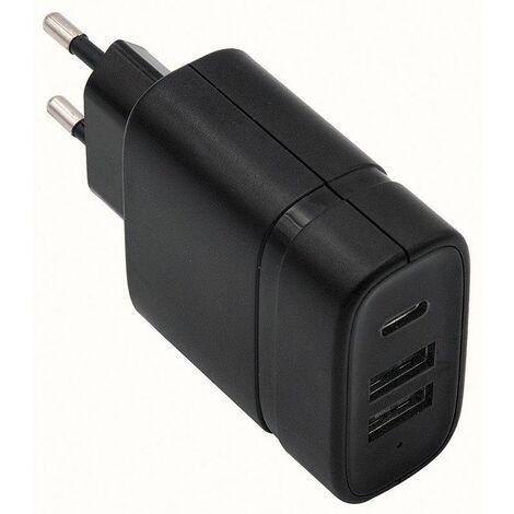 Alimentatore USB 5V 3A con 2 prese USB 2.0 tipo A e 1 presa USB 3.1 tipo C - Victory