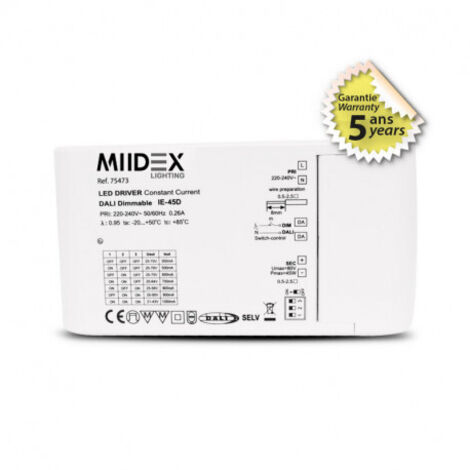 Alimentazione AC220/240V 43W 0.26A 350-1050mA IP20 135x72m m