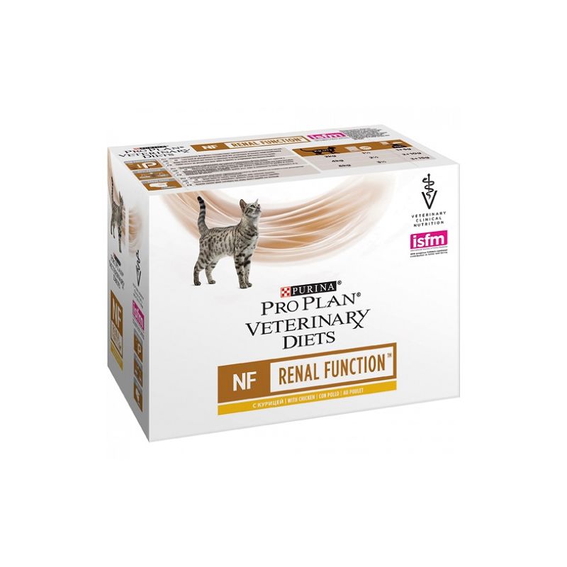 

Alimento para gato PURINA VETERINARY DIETS FELINE NF Pouch Pollo para Gatos 10 x 85 gr - Pro Plan