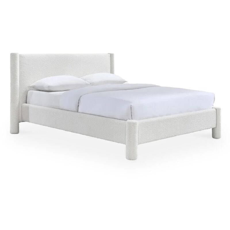 Mobilier Deco - alina - Lit double effet peau de mouton écru 160x200 cm