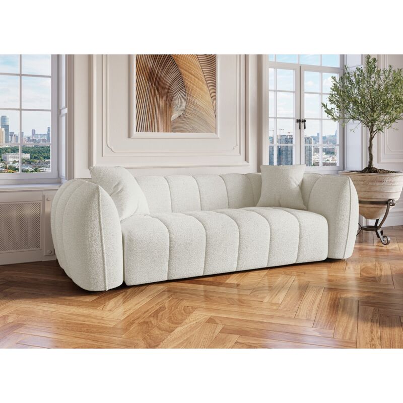 Deco In Paris - alissa - Canapé 3 places effet peau de mouton écru alissa