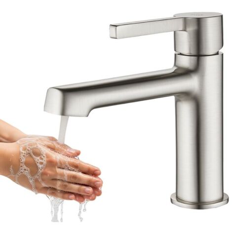 ALITA Laveo BVA322D Silberne Stand-Waschtischarmatur mit Stöpsel