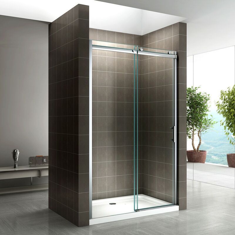 ALIX Porte de douche coulissante H. 200 cm en verre 8 mm transparent largeur 140 cm