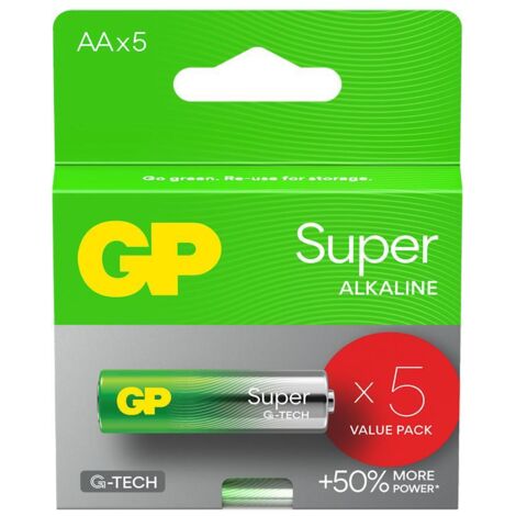 Alkaline-Batterie AA / LR6 GP Super Alkaline G-TECH - 5 Stück