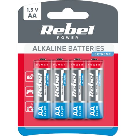 Alkaline-Batterien AA LR06 R6 LR6 4 Stück 1,5 V Rebel Extreme