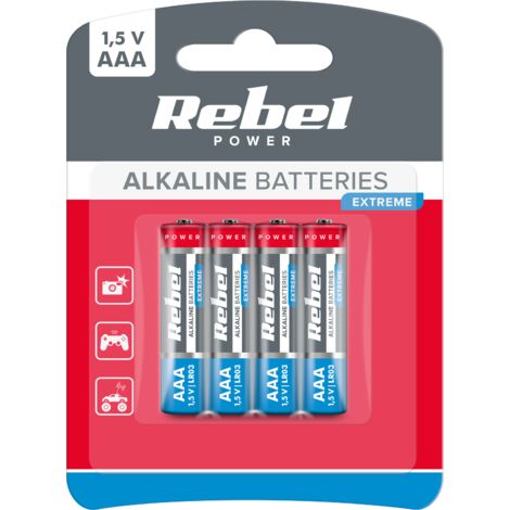 Alkaline-Batterien AAA LR03 R3 LR3 4 Stück 1,5 V Rebel Extreme