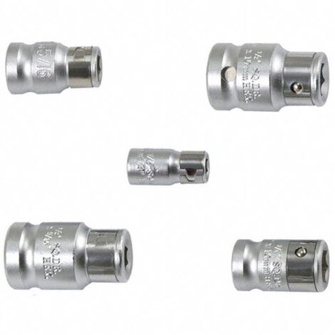 Alkan 5 x inserti per bussole da 1/4 a 1/4, 3/8 a 5/16, 3/8 a 10 mm, da 1/2 a 5/16 1/2 a 10 mm – Punte per cricchetti, chiavi a bussola, maniglie scorrevoli e bacchette.
