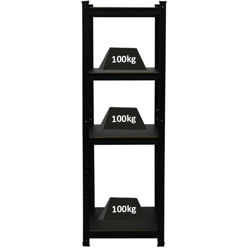 All Black Series étagère pour charges lourdes Ragnar HxLxP 150x45x45cm Capacité de charge 100kg Noir mat