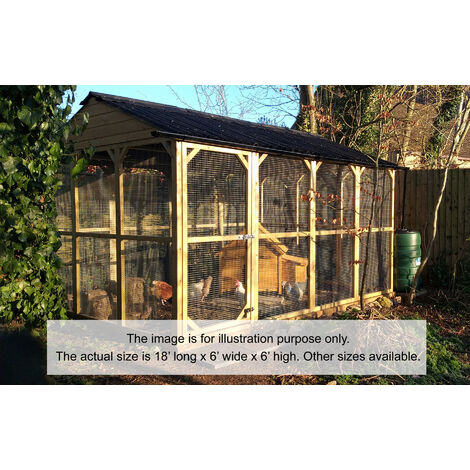 All Cooped Up Poultry/Pet run - 18 foot x 6ft x 6 foot Onduline apex roof - 1/2" x 1/2" 19 gauge, galvanised wire mesh