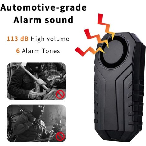 Allarme antifurto da 113 dB per biciclette, motociclette e scooter – Sensore di movimento wireless, telecomando da 20 m, volume e sensibilità regolabili, impermeabile IP55