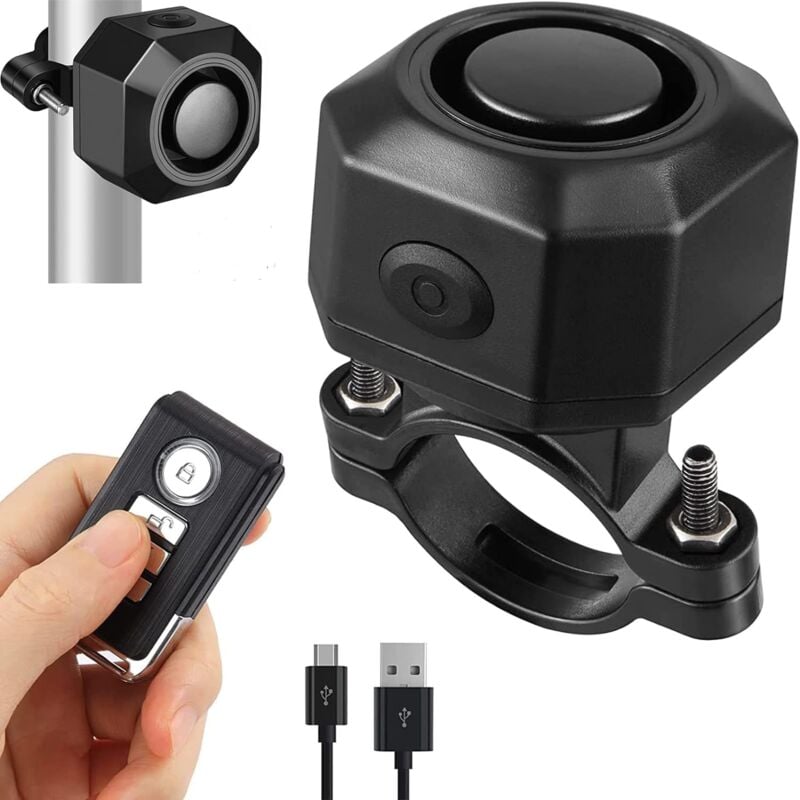 Image of Allarme bici con telecomando, sensibilità regolabile, allarme antifurto per bicicletta con sensore di movimento antifurto wireless da 110 dB per