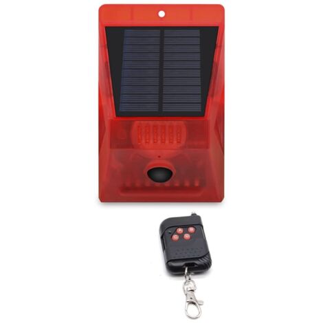 Allarme solare per esterni con rilevatore di movimento IP65 impermeabile 129db sirena ad alto volume lampada 4 modalità di funzionamento luce stroboscopica con telecomando