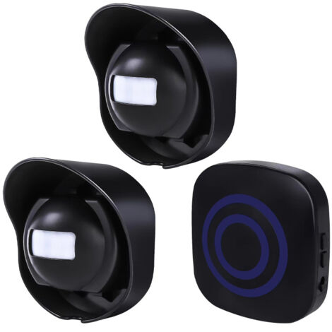 Allarme wireless multifunzionale impermeabile con rilevatore di movimento per esterni, 1 ricevitore, 2 trasmettitori, 38 suonerie, portata 200 m, per interni/esterni