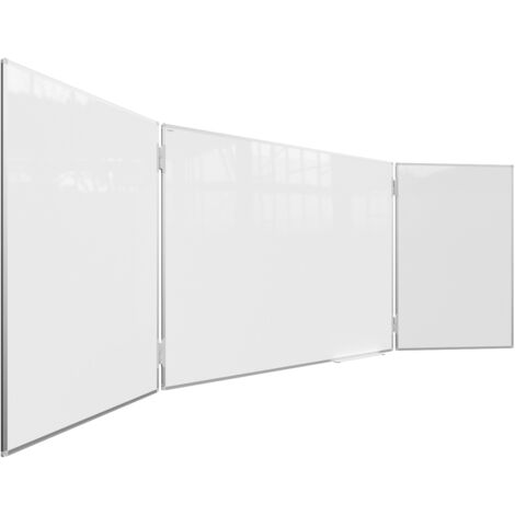 Allboards – Tableau blanc scolaire triptyque 150x100cm – Surface effaçable à sec et magnétique – Cadre aluminium anodisé – Installation facile