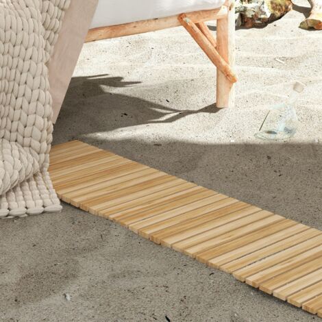 Allée chemin de jardin en lattes de bois enroulable - bois massif de pin 120 x 38 cm