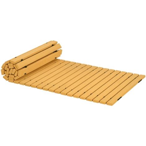 Allée chemin de jardin en lattes de bois enroulable - dim. 185L x 60l x 1,9H cm - bois de sapin pré-huilé