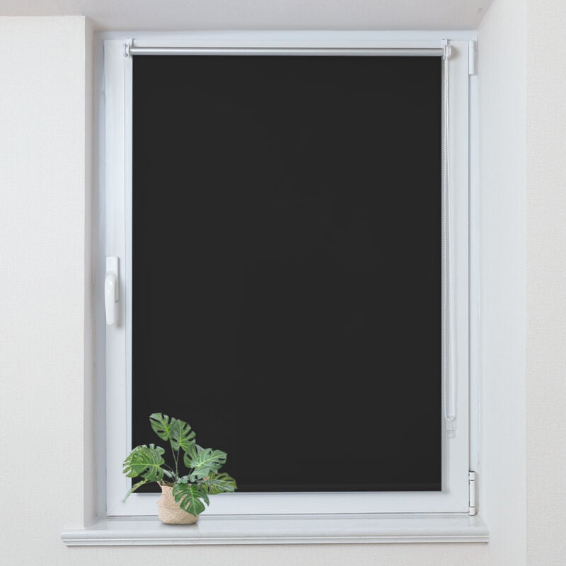 Allesin Store Enrouleur occultant sans percage, Isolant et Thermique, Rideau occultant pour Fenêtres et Portes, 75x120cm, Noir