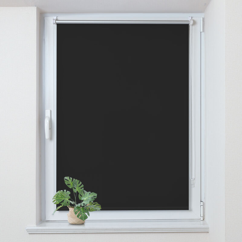 Allesin - Store Enrouleur occultant sans percage, Isolant et Thermique, Rideau occultant pour Fenêtres et Portes, 45x170cm, Noir