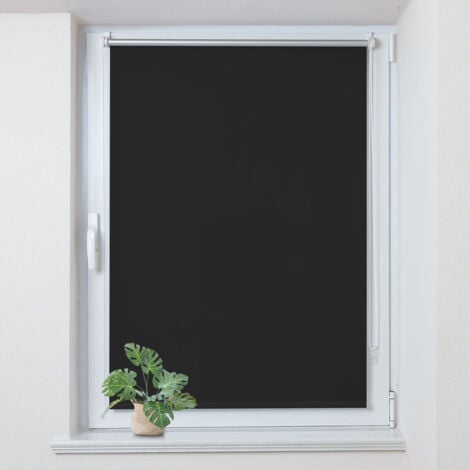 Allesin Store Enrouleur occultant sans percage, Isolant et Thermique, Rideau occultant pour Fenêtres et Portes, 65x170cm, Noir