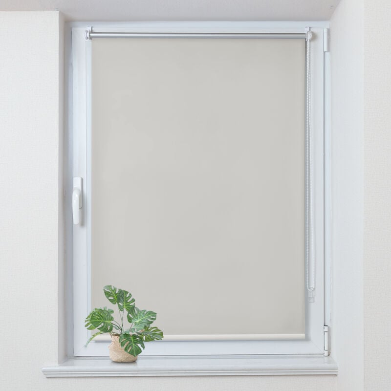 Allesin - Store Enrouleur Occultant Thermique sans Perçage, Rideau Opaque Isolant Montage Simple pour Fenêtre ou Porte, 55l x 210L cm Crème