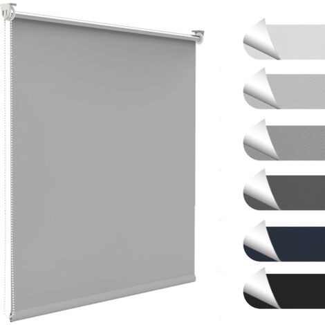 Allesin Store Enrouleur Occultant Thermique sans Perçage, Rideau Opaque Isolant, Montage Simple pour Fenêtre ou Porte, Largeur du Tissu 55 cm, 55l x 220L cm, Gris Clair