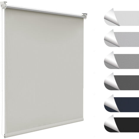 Allesin Store Enrouleur Occultant Thermique sans Perçage, Rideau Opaque Isolant, Montage Simple pour Fenêtre ou Porte, Largeur du Tissu 70 cm, 70l x 130L cm, Crème
