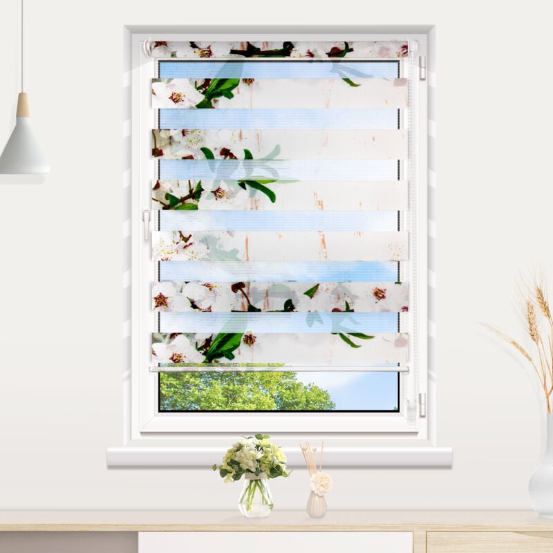 Allesin - Store Jour Nuit Imprimé de Double Face, Store Enrouleur Jour Nuit sans Percage Résistant au uv, Rideau Jour Nuit pour Chambre,Protection de