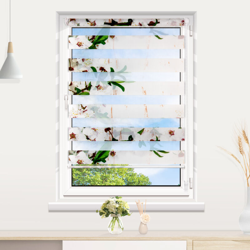 Allesin - Store Jour Nuit Imprimé de Double Face, Store Enrouleur Jour Nuit sans Percage Résistant au uv, Rideau Jour Nuit pour Chambre,Protection de