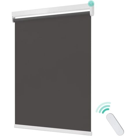 Allesin Stores Enrouleur Occultant Électriques, Store Occultant avec Moteur & Télécommande, avec ou sans Perçage, Store de fenêtre 100% Protection Solaire, 45x130cm, Gris Foncé