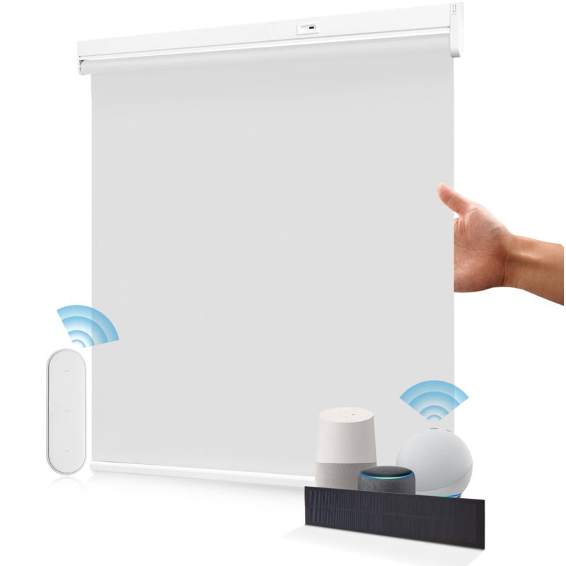 Allesin - Stores Enrouleur Occultant Électriques Rechargeable, Store Occultant avec Moteur & Télécommande, avec ou sans Perçage, Batterie au Lithium,
