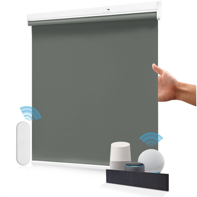 Allesin - Stores Enrouleur Occultant Électriques Rechargeable, Store Occultant avec Moteur & Télécommande, avec ou sans Perçage, Batterie au Lithium,