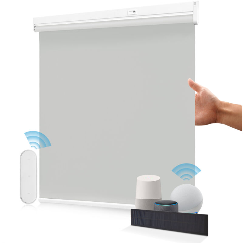 Allesin - Stores Enrouleur Occultant Électriques Rechargeable, Store Occultant avec Moteur & Télécommande, avec ou sans Perçage, Batterie au Lithium,