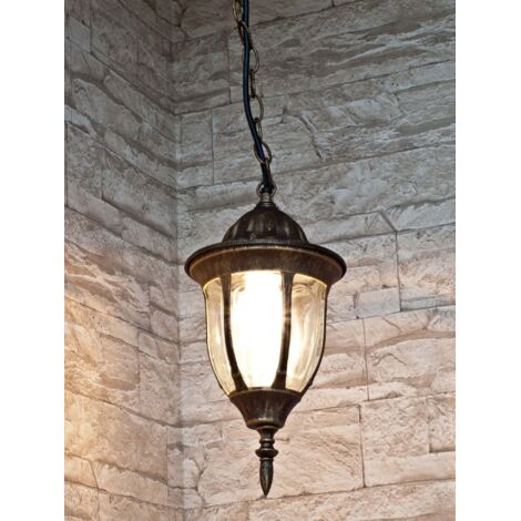 All'esterno pendente luce Milano vetro metallo antikgold Ø16,5cm H: 40cm IP43