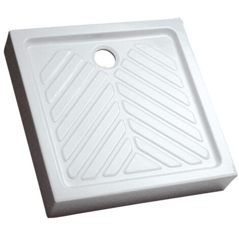 Allia – Receveur de douche carré surélevé en céramique blanc – Dimensions 90x90cm – Antidérapant – Évacuation optimisée pour salle de bain