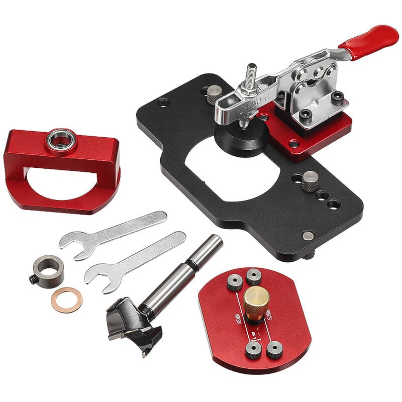 Alliage aluminium 35m charnière trou d'alésage guide de percage charnière gabarit avec pince pour installation porte armoire Fantablau