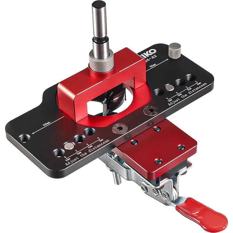 Drillpro - Gabarit de charnière de guide de perçage de trou de charnière en alliage d'aluminium de 35m avec pince pour l'installation de porte