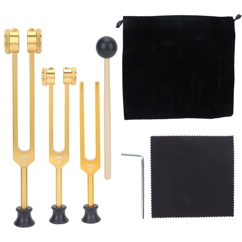 Alliage d'aluminium 128 256 512 diapason ensemble chakra diapason guérison adn réparation cerveau corps diapason or