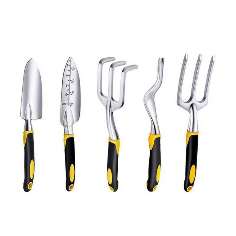 Kit d'outils de jardin, kit d'outils de pelle et râteau de jardin polyvalent avec tête en aluminium robuste et poignée ergonomique