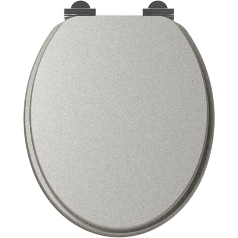 Allibert Abattant WC en bois compressé - fermeture progressive SILVER couleur argenté 36,7 x 5 x 47 cm