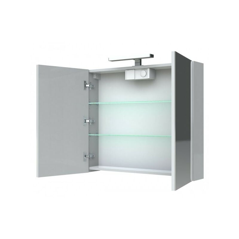 

Allibert - Armario de cuarto de baño 80 cm 2 puertas de espejo blanco brillante de enchufe UTE - JUNO