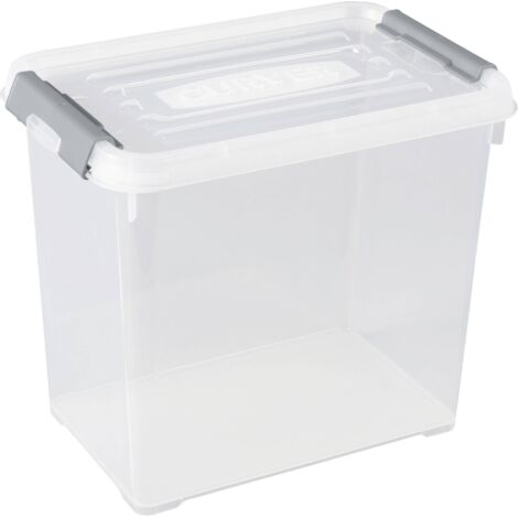 Allibert – Boîte de rangement transparente empilable 9L – Clips latéraux sécurisés – Dimensions 294 x 194 x 254 mm – Plastique durable