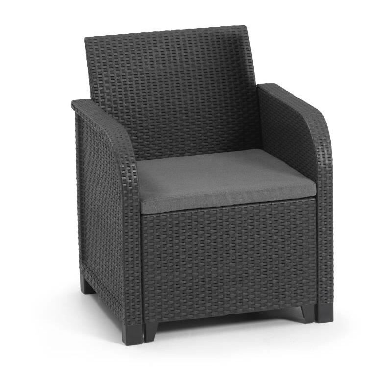 FAUTEUIL SANREMO - IMITATION ROTIN TRESSÉ - GRIS GRAPHITE - Allibert By Keter