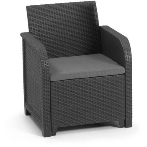 ALLIBERT by KETER - Fauteuil SanRemo - imitation rotin tresse - gris graphite