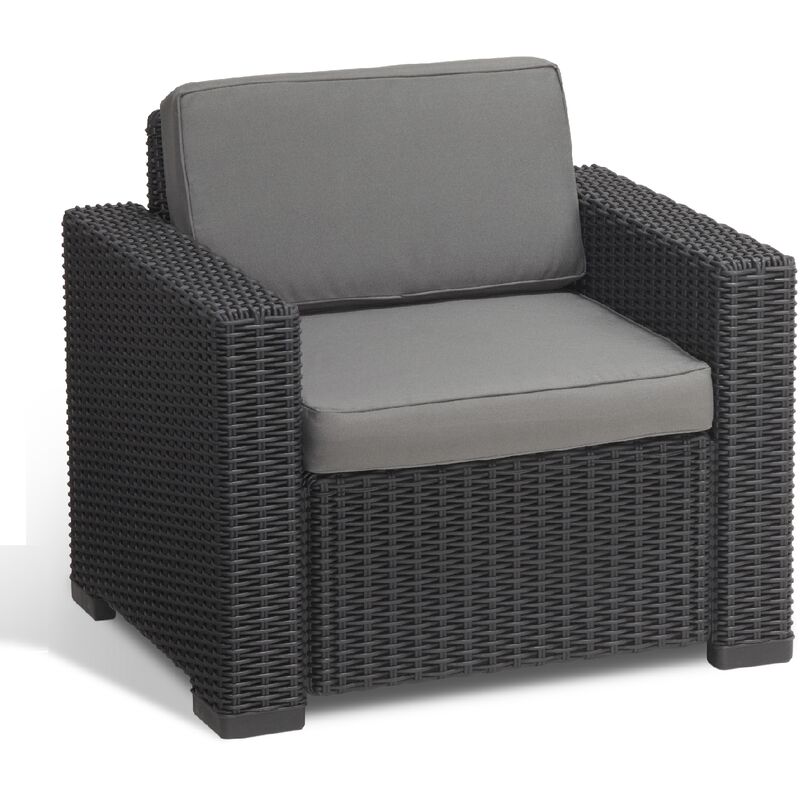 Allibert - kit 2 fauteuils California en re'sine graphite effet polyrotin 83x68x72 cm avec coussins pour jardin exte'rieur