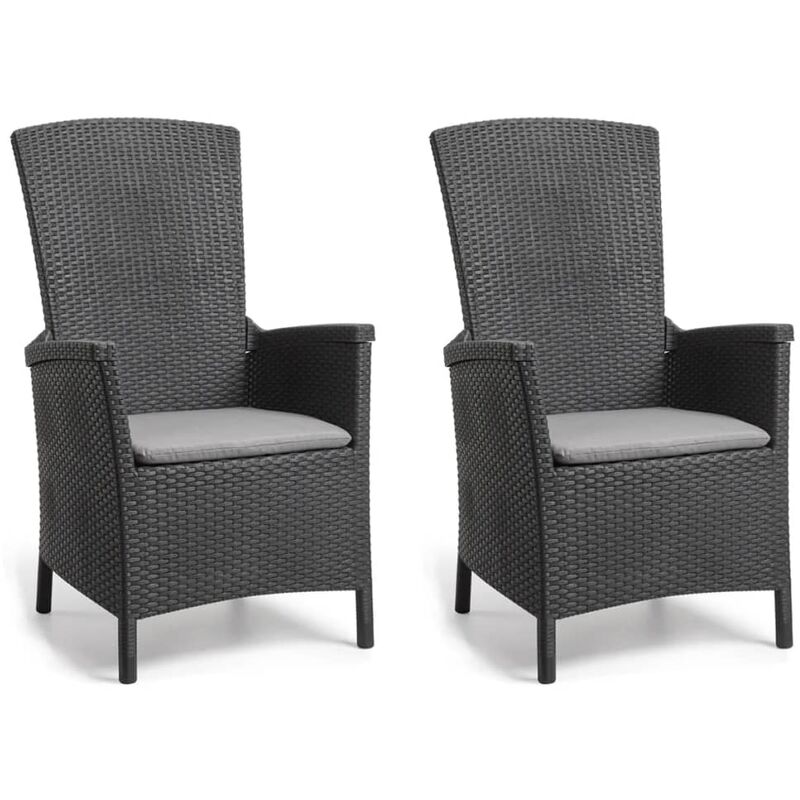 Allibert - Chaises inclinables de jardin Vermont lot de 2 Graphite Keter