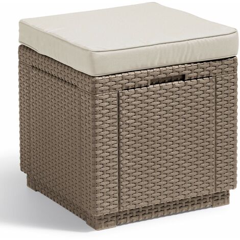 Keter Cubo Pouf Portaoggetti Cappuccino 228749