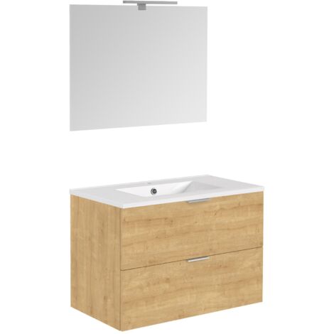 Allibert Ensemble meuble salle de bain 80 cm chêne EURO PACK