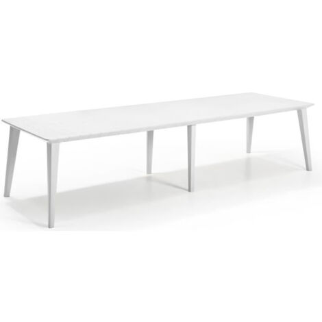 ALLIBERT JARDIN Table Lima 320 8-10 personnes avec allonge - Design contemporain - Blanc